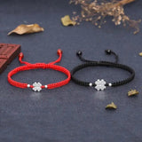 Red Rope Woven Lucky Clover Bracelet for Women