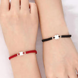Red Rope Woven Lucky Clover Bracelet for Women