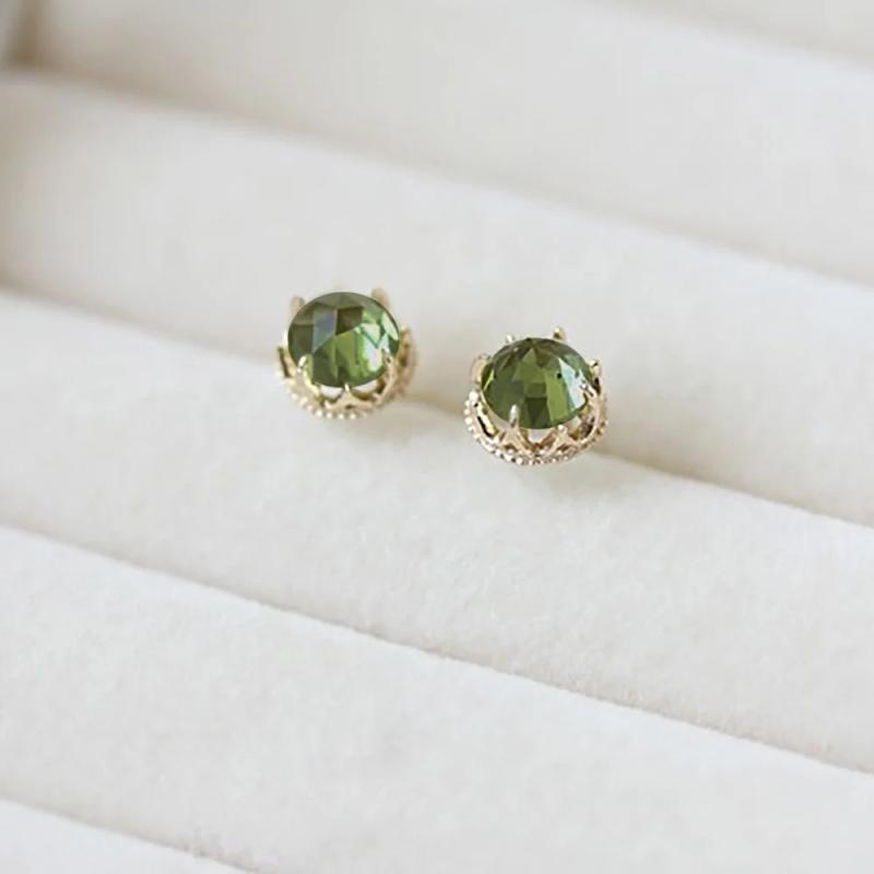 Peridot Earrings Women's 925 Sterling Silver Plated 18K Mini Earring