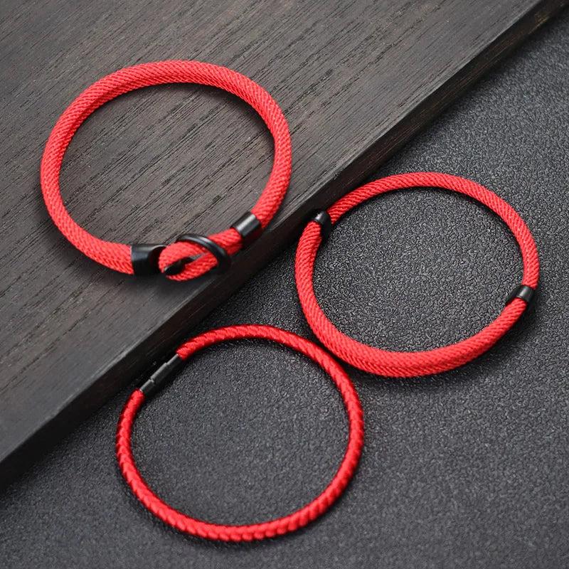 Men Bracelet Set Red Cord Chain Wish Fabric Gift For Him