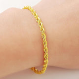 24K Real Rope Twisted Plated Bracelet Wedding Jewelry