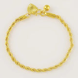 24K Real Rope Twisted Plated Bracelet Wedding Jewelry