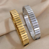 Chunky Silver Stainless Steel Bangles Bracelets for Women Men