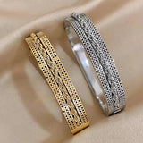 Chunky Silver Stainless Steel Bangles Bracelets for Women Men