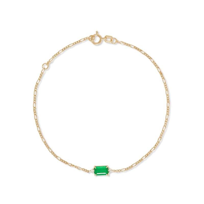 925 Silver Emerald Green Zircon Chain Bracelet 18K Plated