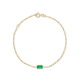 925 Silver Emerald Green Zircon Chain Bracelet 18K Plated