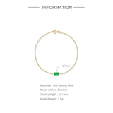925 Silver Emerald Green Zircon Chain Bracelet 18K Plated