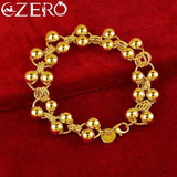 ALIZERO 24K Smooth Round Beads Chain Bracelet for Women