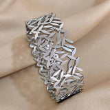316l Stainless Steel Leaf Charm Wide Bangle Bracelet