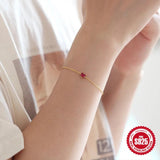 925 Silver Red Zircon Bracelet Adjustable Jewelry