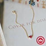 925 Silver Red Zircon Bracelet Adjustable Jewelry
