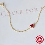 925 Silver Red Zircon Bracelet Adjustable Jewelry