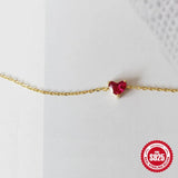 925 Silver Red Zircon Bracelet Adjustable Jewelry