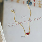 925 Silver Red Zircon Bracelet Adjustable Jewelry