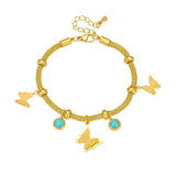 316L Stainless Steel Butterfly Charm Bracelet For Women Girl Jewelry