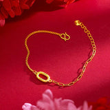 18K Twisted Chain Bracelet for Women Adjustable Hemp Rope Fine Jewelry