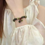 Natural Jade & Red Garnet Charm Bracelet for Women