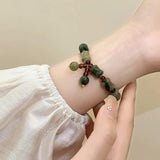 Natural Jade & Red Garnet Charm Bracelet for Women