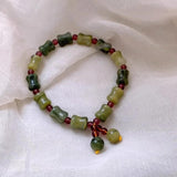 Natural Jade & Red Garnet Charm Bracelet for Women