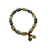 Natural Jade & Red Garnet Charm Bracelet for Women