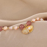 Pink Freshwater Pearl & Quartz Shell Charm Bracelet