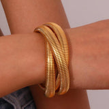 Stainless Steel PVD Plated Silver 3 Layers Bracelets For Women