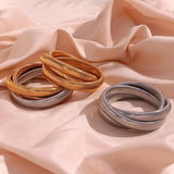 Stainless Steel PVD Plated Silver 3 Layers Bracelets For Women