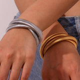 Stainless Steel PVD Plated Silver 3 Layers Bracelets For Women
