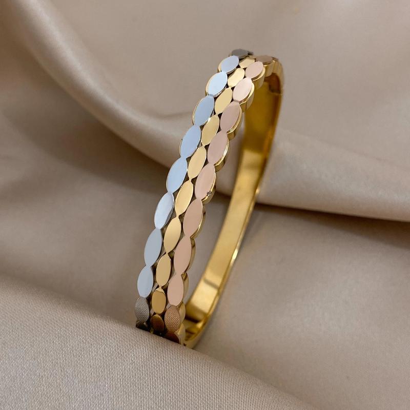 Silver Geometric Stainless Steel Bangles for Women