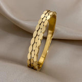 Silver Geometric Stainless Steel Bangles for Women