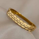 Silver Geometric Stainless Steel Bangles for Women