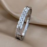 Silver Geometric Stainless Steel Bangles for Women