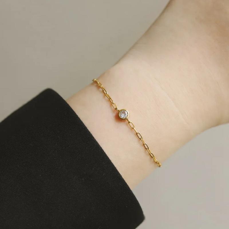 Sparkling Zircon Bracelet Stainless Steel 18k Plated