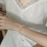 Pink Freshwater Pearl Butterfly Charm Bracelet 14K Filled