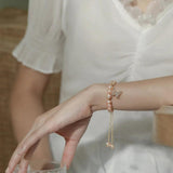 Pink Freshwater Pearl Butterfly Charm Bracelet 14K Filled