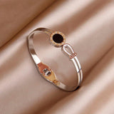 Stainless Steel Roman Numeral Charm Bracelet Crystal Jewelry Gift