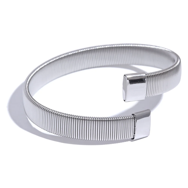316L Stainless Steel Wide Cuban Chain Cuff Bracelet Bangle