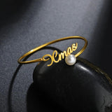 Personalized Custom Name Bracelet For Women Stainless Steel Bangle