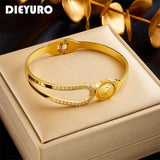 316L Stainless Steel Portrait Coin Bangle Bracelets for Women