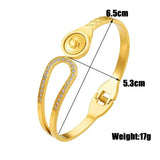 316L Stainless Steel Portrait Coin Bangle Bracelets for Women