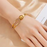 316L Stainless Steel Portrait Coin Bangle Bracelets for Women