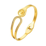 316L Stainless Steel Portrait Coin Bangle Bracelets for Women