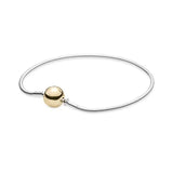 925 Silver Rose Snake Bone Bracelet DIY Beaded Round Head Buckle