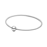 925 Silver Rose Snake Bone Bracelet DIY Beaded Round Head Buckle