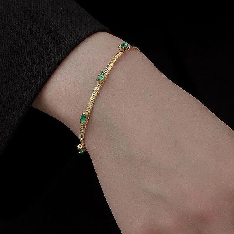 Tanada 316L Stainless Steel Link Chain Bangle Bracelet for Women
