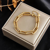 Tanada 316L Stainless Steel Link Chain Bangle Bracelet for Women