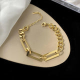 Tanada 316L Stainless Steel Link Chain Bangle Bracelet for Women