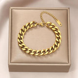 Tanada 316L Stainless Steel Link Chain Bangle Bracelet for Women
