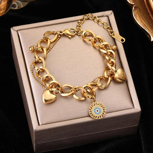316L Stainless Steel Heart Charm Bracelet Women