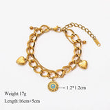 316L Stainless Steel Heart Charm Bracelet Women